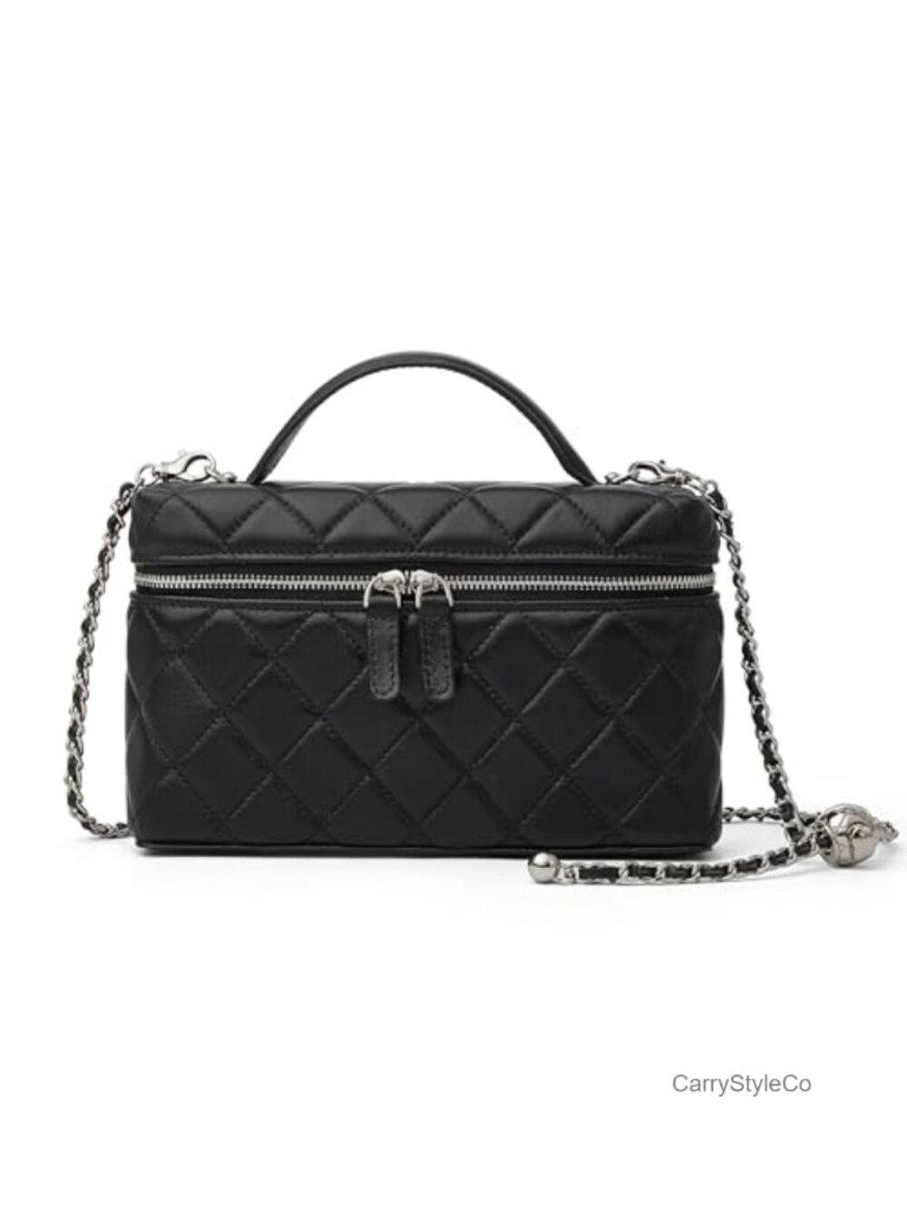 Genuine Lambskin Leather Quilted Top Handle Box Purse Small Crossbody Clutch